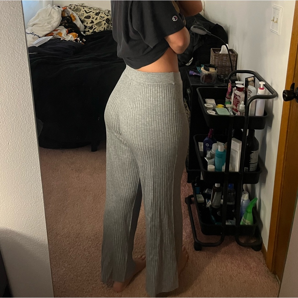Grey Ribbed Pants - Picture 2 of 4